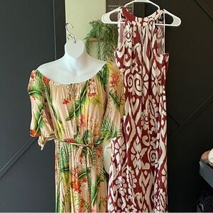 Floral and Ikat Print Maxi Dresses